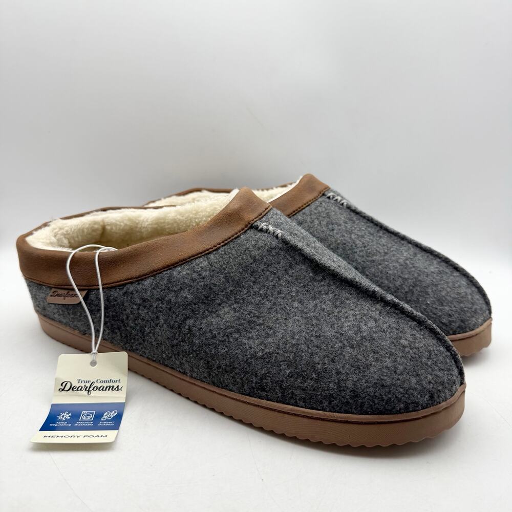 Dearfoams Mens Warner Clog Slippers US XL 13-14 EU 46.5 Grey NWT - Picture 5 of 12